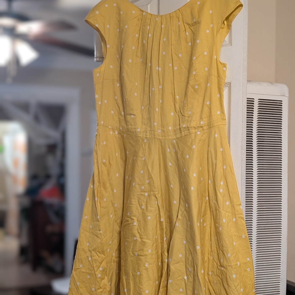 Boden | Yellow Polka Dot Cotton Dress